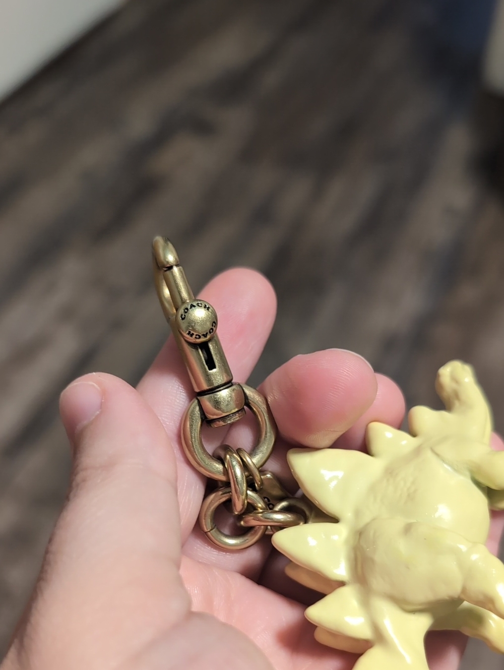 COACH Yellow Enamel Stegosaurus Keychain Charm - Picture 5 of 6